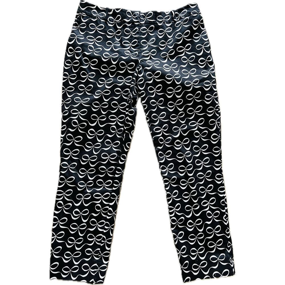 Kate Spade Women's Pants‎ Crop Bow Print Black White 6